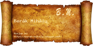 Berák Mihály névjegykártya